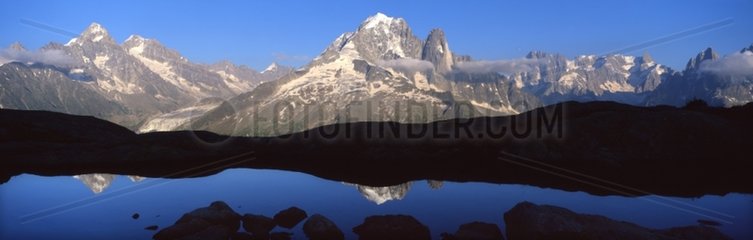 Reflection of the major summits of the Mont Blanc Alps