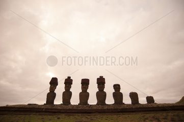 Row of Moai Anakena Rapa Nui NP Easter Island