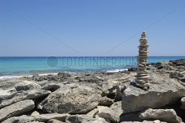 Stone sculpture on Llevant beach Balearic Island