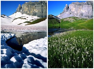 Lake Anterne in different seasons Reserve Sixt France