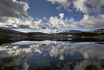Reflections in a mountain lake Area of Jotunheim Norway