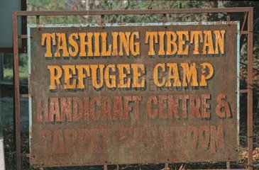 Signpost of a refuge camp in Nepal