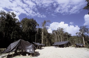 Camp on illegal gold mining site French Guiana