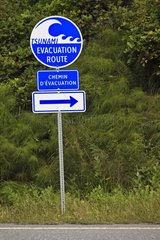 Sign for the road in case of evacuation Canada