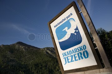 The entrance sign of the NP Skadar in Montenegro