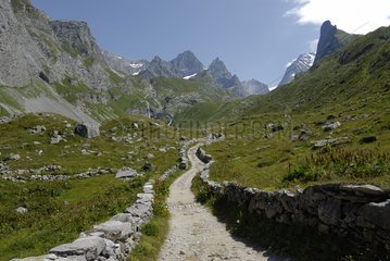 GR55 track to the Vanoise pass in the alps
