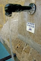 Public recycled treated non-drinking water fountain France