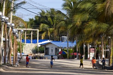 A street of Puerto Villamil on Isabela Island in the Galapagos