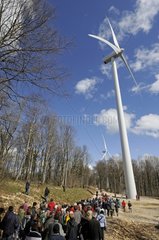 Tourists visiting the park of wind Lomont Doubs France