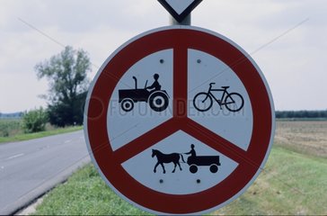 Road panel of prohibition of harness Romania