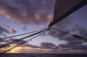 Sunset seen from the old sailboat Le Bel Espoir