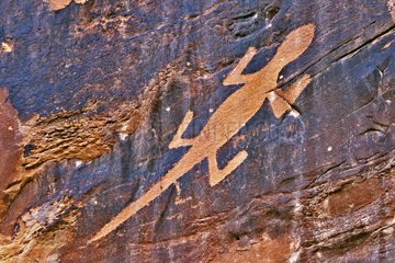 Indian petroglyph representing a lizard Utah USA