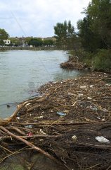 Banks of Herault polluted of spared waste Agde France