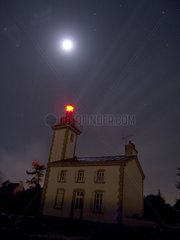 Fire Combrit Light House under the Full Moon Britain France