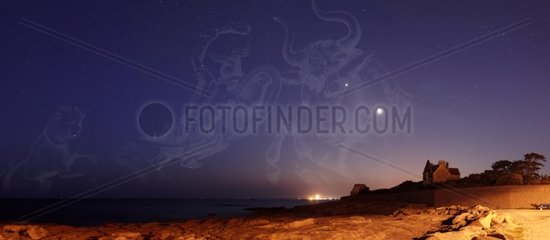 Constellation Canis Major to Bull above sea
