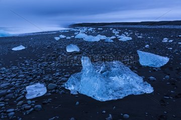 Ices from Joekulsarlon glacier lagoon in winter in Iceland