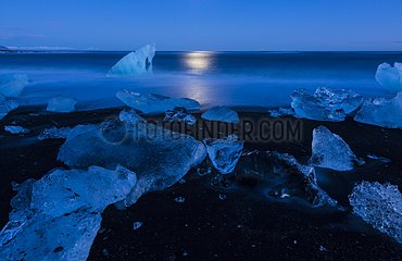Ices from Joekulsarlon glacier lagoon in winter in Iceland