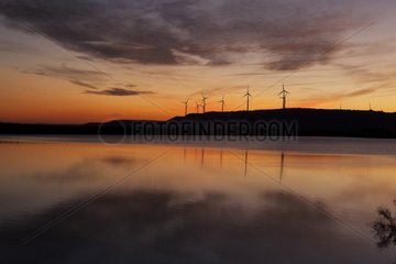 Windmills on Lake Reservoir Sotonera Spain