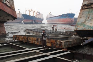 Guard on a ship-breaking yard Bangladesh