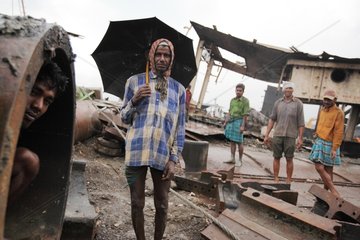 Workers on a ship-breaking yard in Bangladesh