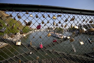 Locks of love on the Pont des Arts in Paris France