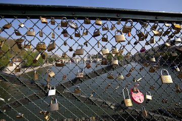 Locks of love on the Pont des Arts in Paris France