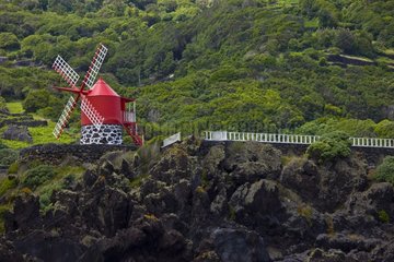 Wind mill Caleta de Nesquim Pico Island Azores