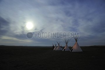 Indian teepees in the moonlight for guest houses