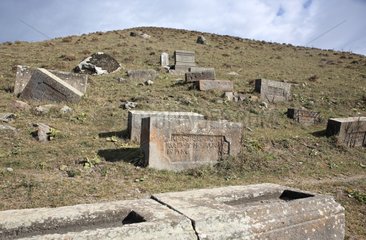 Old abandoned cemetery in the village of Goris in Armenia
