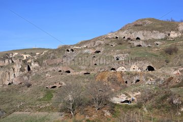 Khndzoresk cave near the village of Goris in Armenia