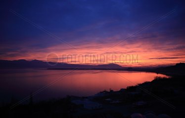 Sunset at lake Sevan in Armenia