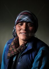 Portrait of a woman from the village of Zanskari Karcha India