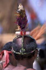 Man with feather headdress Papua New Guinea