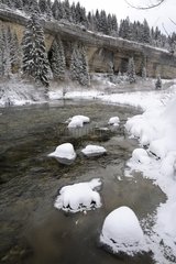 The Doubs river in winter Franche-Comte France