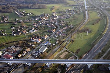 Aerial view of the viaduct Savoureuse France