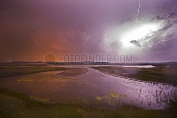 Lightening at midnight over Arnold's Marsh - Norfolk UK