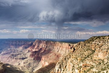 Stormy downpour on the Grand Canyon Arizona USA