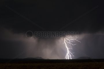 Triple lightning strike at night at the foot of Humphreys Peak