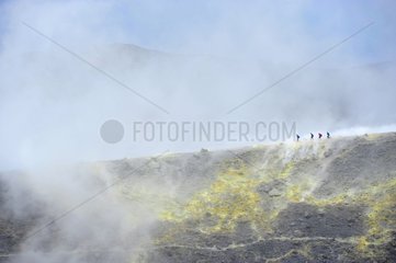 Ascension of the large crater Vulcano Tyrrhenian Italy