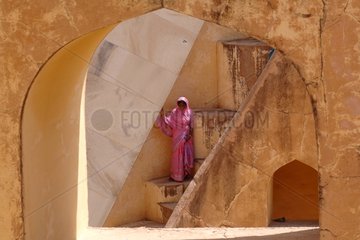 Woman in the stairwell of the observatory Jantar Mantar India