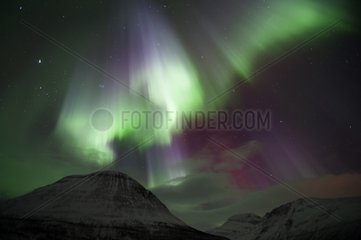 Aurora Borealis above the Arctic mountains