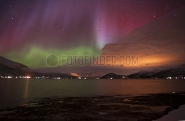 Aurora Borealis above the Arctic coast