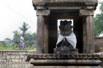 Nandi statue of the god of the temple in India Airatesvara
