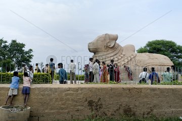 The statue of Nandi at Lepakshi god in India