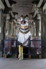 Nandi statue at Sri Malalingam temple in India