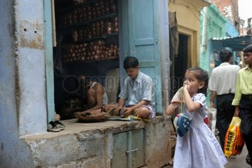 Street scene in Varanasi in India