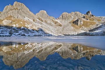 Frozen lake Presset Beaufortain Alpes France