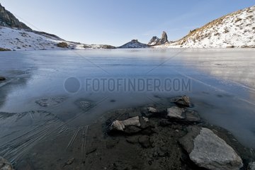 Frozen lake Presset Beaufortain Alpes France