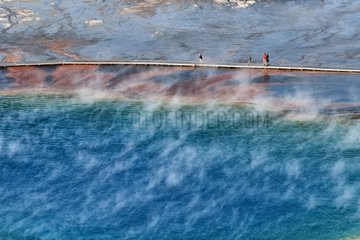 Tourists on Gateway Grand Prismatic Spring Yellowstone NP