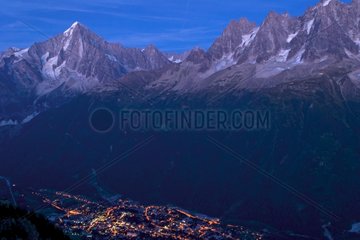 Chamonix and Mont Blanc from the Aiguilles Rouges France